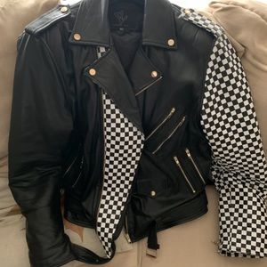 Black and white leather jacket
